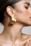 Babylon Brushed Gold Chunky Statement Hoop Earrings