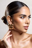Winifred Gold Textured Square Statement Earrings
