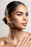 Winifred Gold Textured Square Statement Earrings
