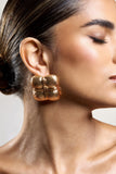 Winifred Gold Textured Square Statement Earrings