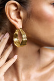 Meg Gold Ribbed Hoop Earrings