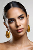 Carmel Gold Textured Abstract Disc Earrings