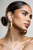 Carmel Gold Textured Abstract Disc Earrings