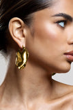 Carmel Gold Textured Abstract Disc Earrings