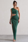 Costa Rica Forest Green Asymmetric Cut-Out Split Maxi Dress