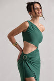 Costa Rica Forest Green Asymmetric Cut-Out Split Maxi Dress