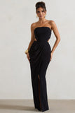 St Barts Black Strapless Cut-Out Maxi Dress With Twist Skirt