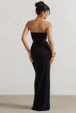 St Barts Black Strapless Cut-Out Maxi Dress With Twist Skirt