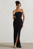 St Barts Black Strapless Cut-Out Maxi Dress With Twist Skirt