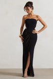 St Barts Black Strapless Cut-Out Maxi Dress With Twist Skirt