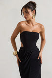 St Barts Black Strapless Cut-Out Maxi Dress With Twist Skirt
