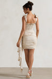 Vanity Ivory Ruched Mini Skirt With Drape