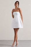 Anniston White Bandeau Tailored Buttoned Mini Dress