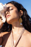 Aloha Gold Leaf Drop Earrings With Iridescent Shell