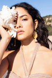 Aloha Gold Leaf Drop Earrings With Iridescent Shell