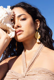 Aloha Gold Leaf Drop Earrings With Iridescent Shell