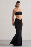 Vitality Black Ruched Drape Maxi Skirt