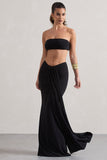 Vitality Black Ruched Drape Maxi Skirt