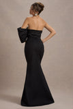 Rosora Black Asymmetric One-Sleeve Fishtail Maxi Dress