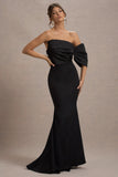 Rosora Black Asymmetric One-Sleeve Fishtail Maxi Dress