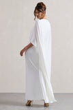 Palena White Draped Maxi Dress With Cape Sleeves
