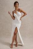 Neroli White Strapless Asymmetric Twisted Maxi Dress