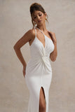 Neroli White Strapless Asymmetric Twisted Maxi Dress