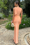 Kacey Coral Twisted Knot Maxi Dress