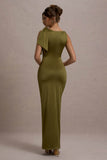 Kacey Olive Twisted Knot Maxi Dress