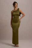 Kacey Olive Twisted Knot Maxi Dress