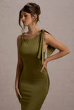 Kacey Olive Twisted Knot Maxi Dress