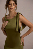 Kacey Olive Twisted Knot Maxi Dress