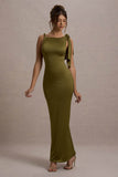 Kacey Olive Twisted Knot Maxi Dress