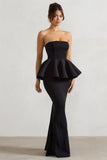 Louisiana Black Bandeau Peplum Maxi Dress