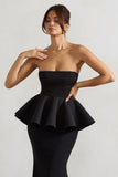 Louisiana Black Bandeau Peplum Maxi Dress