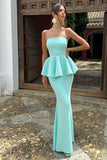 Louisiana Mint Bandeau Peplum Maxi Dress