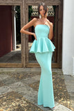 Louisiana Mint Bandeau Peplum Maxi Dress