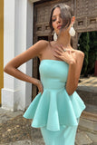 Louisiana Mint Bandeau Peplum Maxi Dress