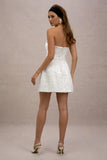 Park Avenue Cream Boucle Strapless Tailored Mini Dress