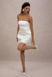 Park Avenue Cream Boucle Strapless Tailored Mini Dress