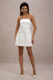 Park Avenue Cream Boucle Strapless Tailored Mini Dress