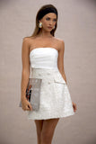 Park Avenue Cream Boucle Strapless Tailored Mini Dress