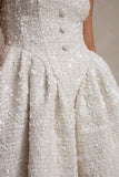 Sugar Plum Cream Boucle Square-Neck Mini Dress