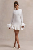 Josefina Cream Long-Sleeve Mini Dress With Satin Trims