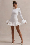 Josefina Cream Long-Sleeve Mini Dress With Satin Trims