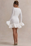 Josefina Cream Long-Sleeve Mini Dress With Satin Trims