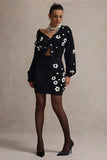 Triomphe Black & White Knit Floral Mini Skirt