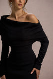Lou Black One-Shoulder Asymmetric Maxi Dress