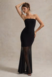 Kaylen Black Bandeau Mesh Maxi Dress