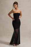 Kaylen Black Bandeau Mesh Maxi Dress